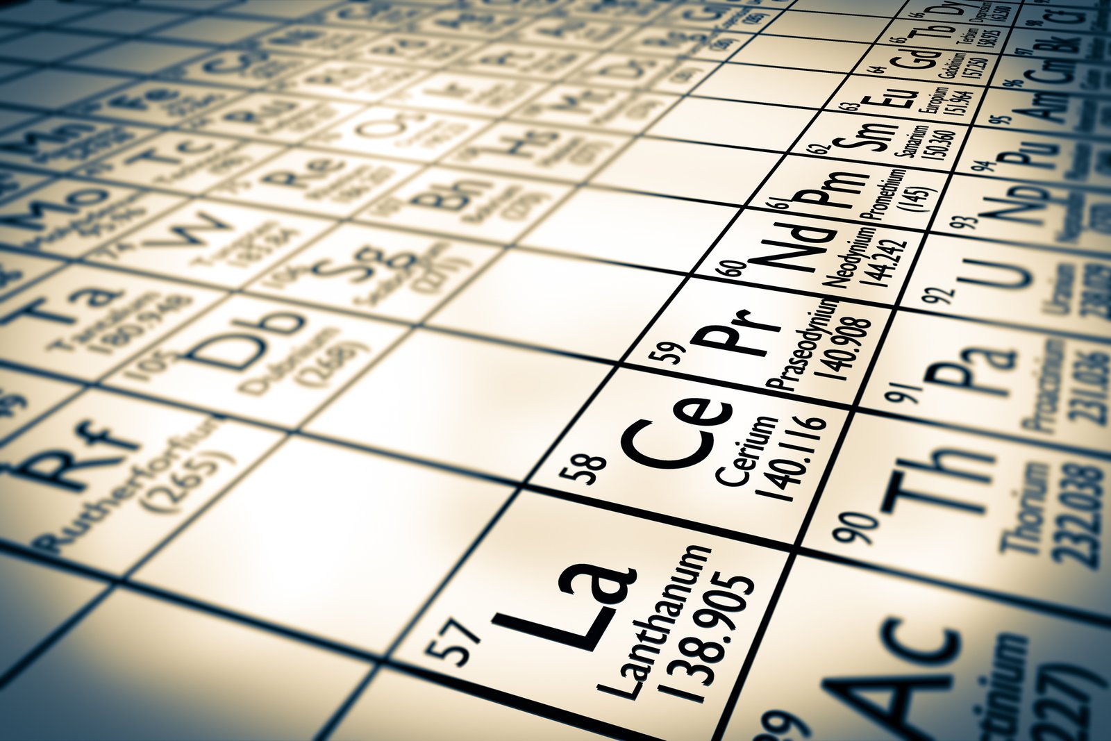 A illustration of some chemical elements from the Mendeleiv periodic table